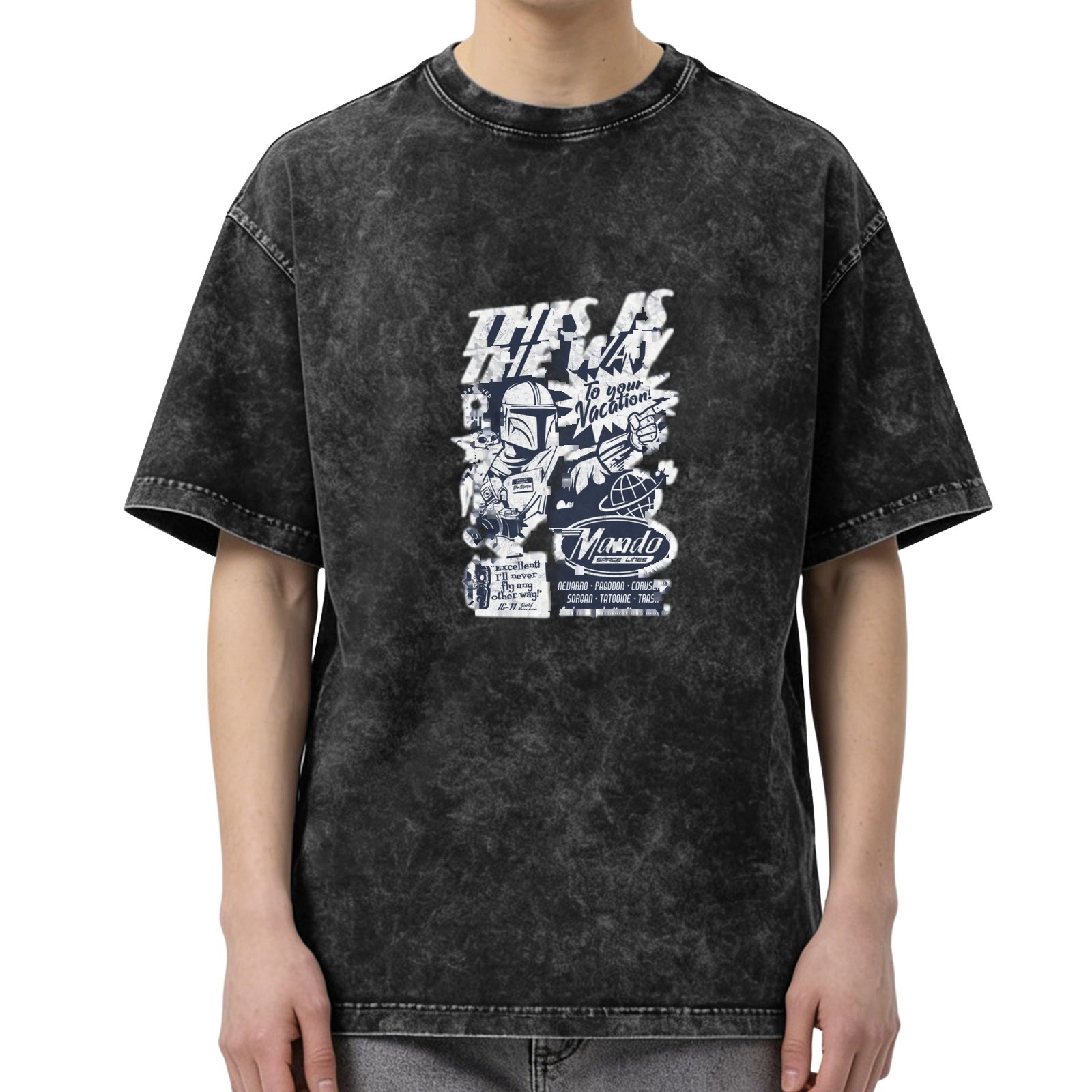 Washed Black Graphic T-Shirt with This Is The Way Vacation Design