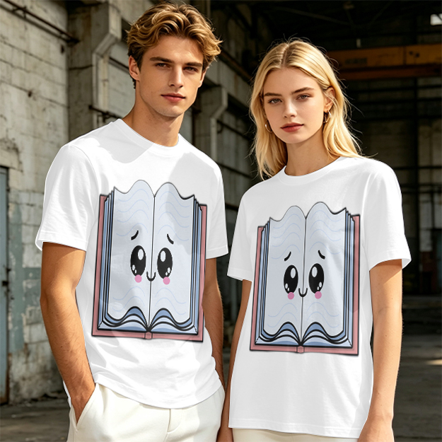Olive T-Shirt With Cute Smiling Open Book Graphic Print