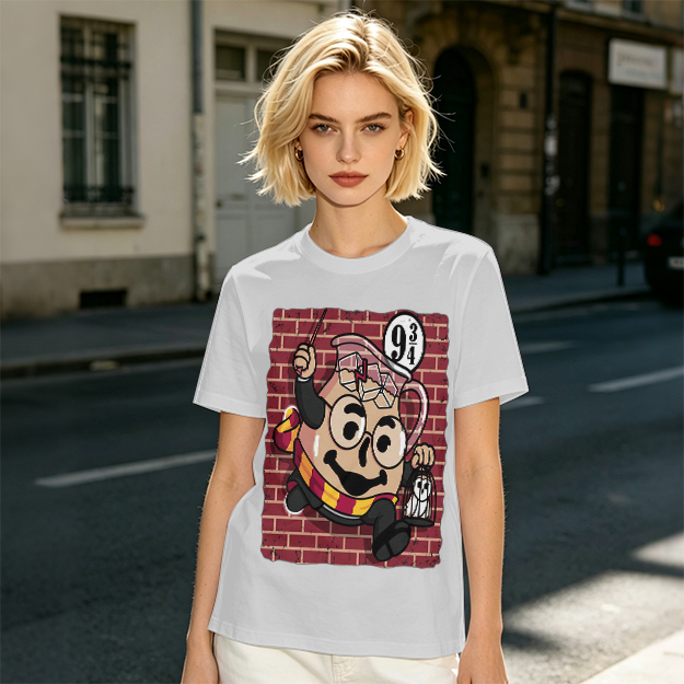 Olive T-shirt with Harry Potter themed pitcher graphic