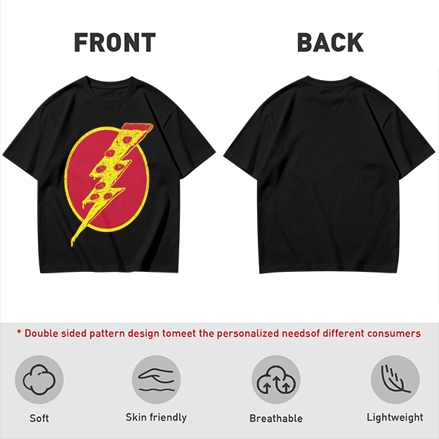 Olive T-Shirt With Pizza Lightning Bolt Graphic