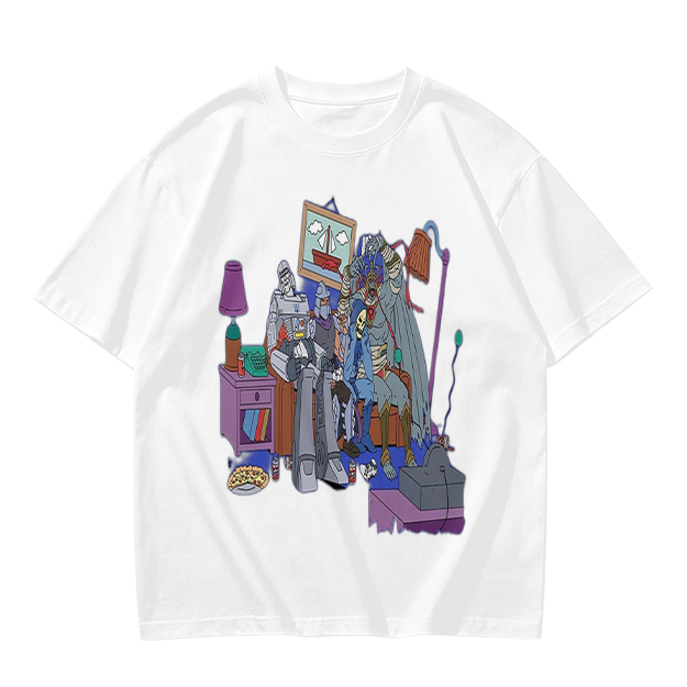 Olive T-Shirt With Quirky Room Scene Graphic Print