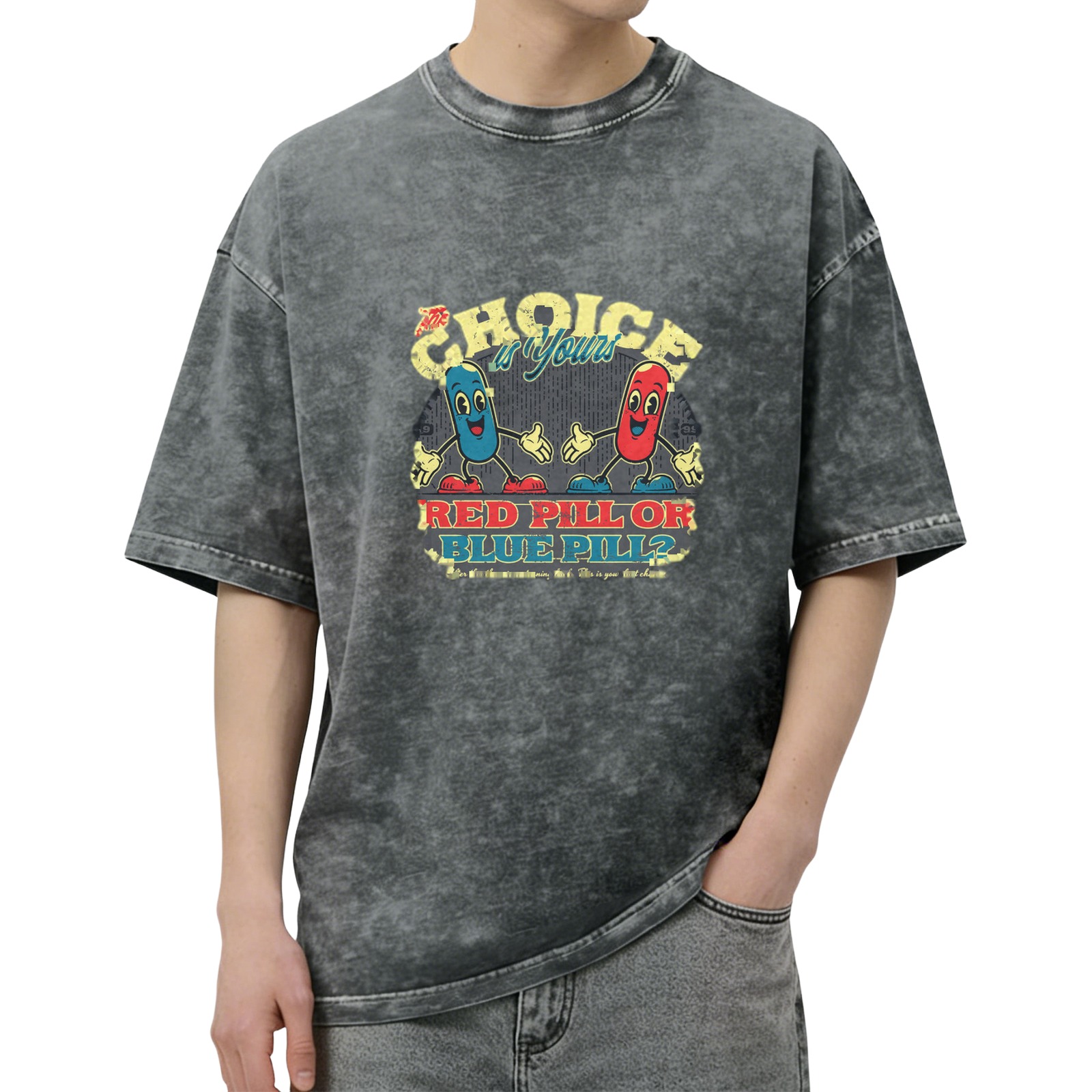 Vintage Red Pill or Blue Pill Choice Graphic T-Shirt