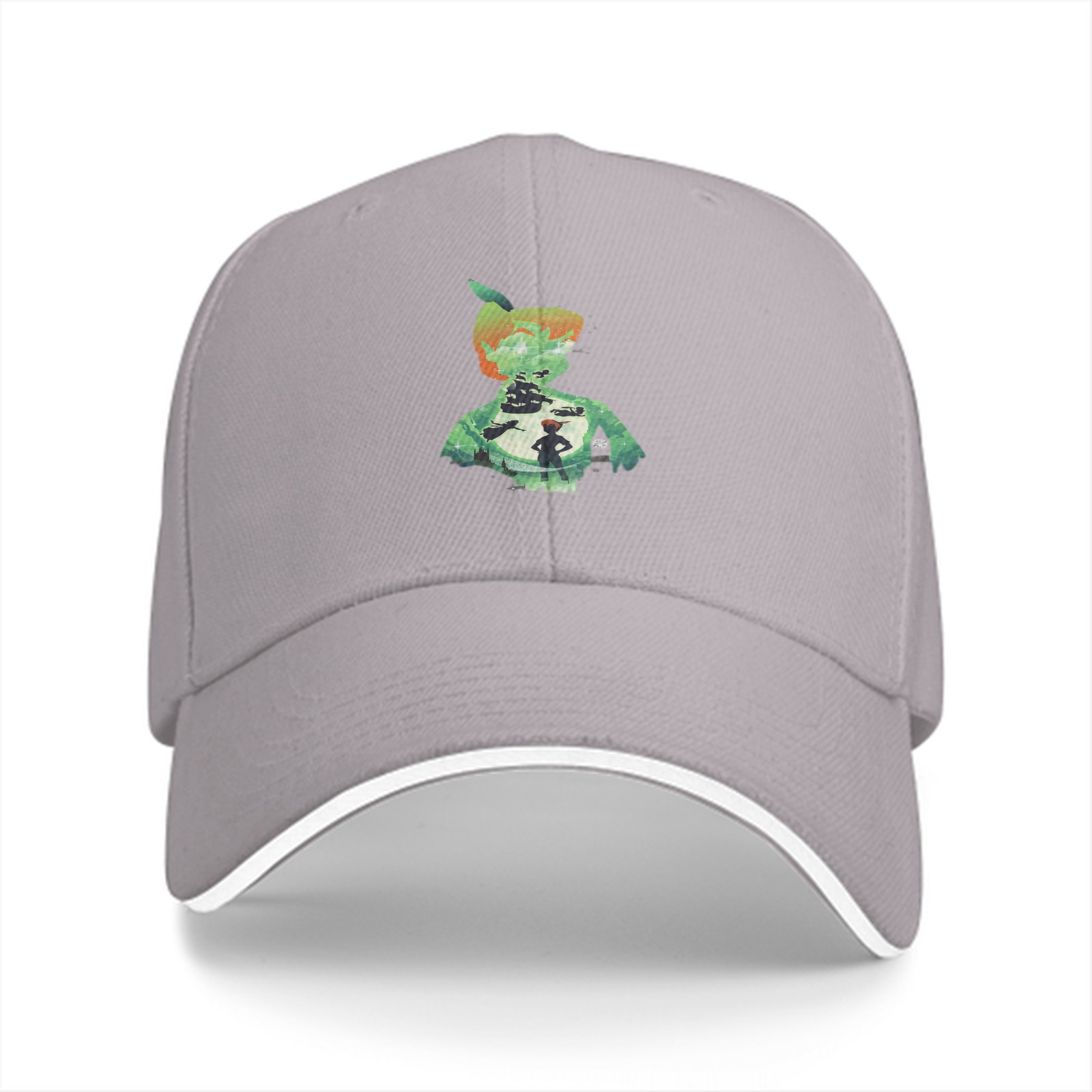 Black baseball cap with green apple boy graphic print