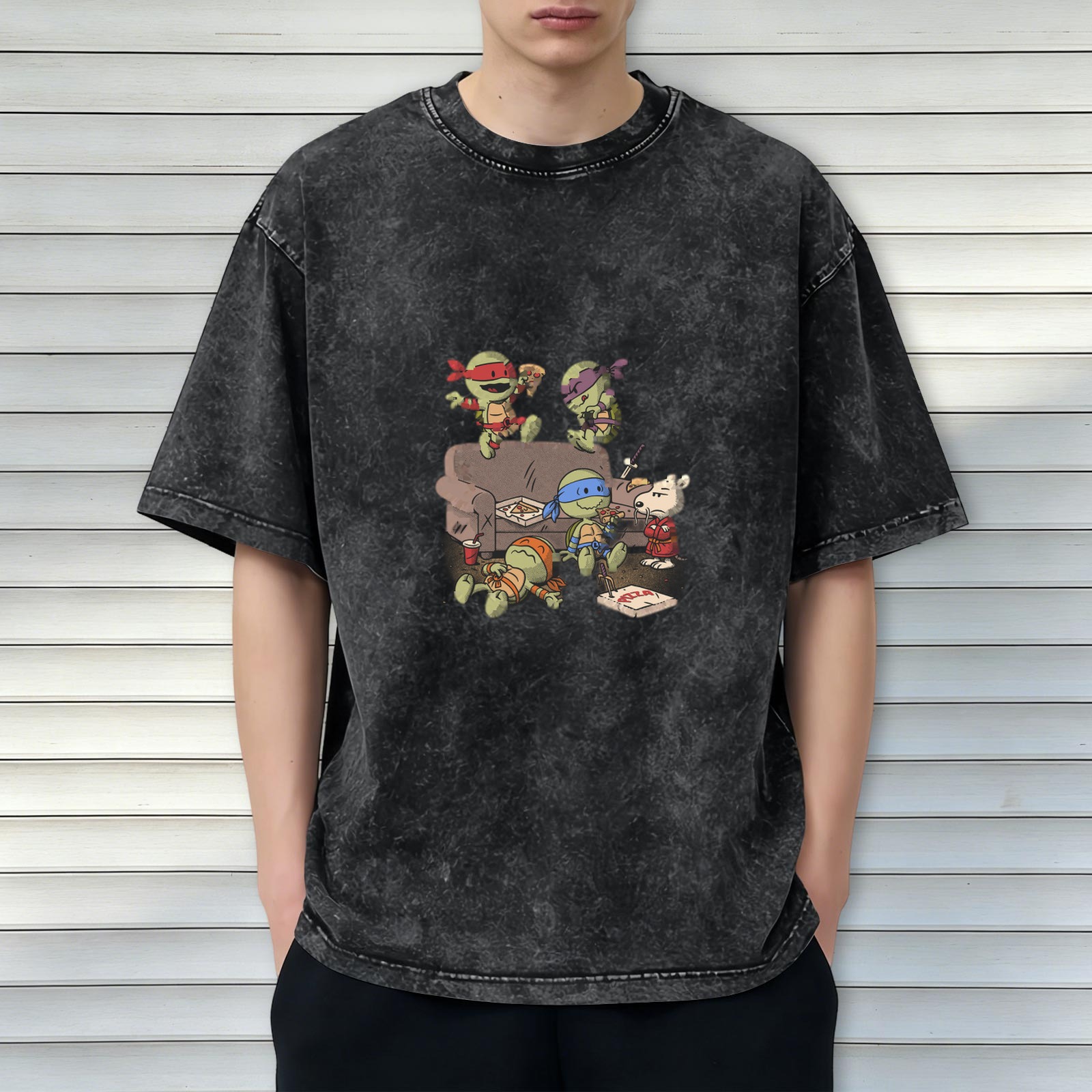 Teenage Mutant Ninja Turtles Pizza Party Vintage Wash Graphic T-Shirt