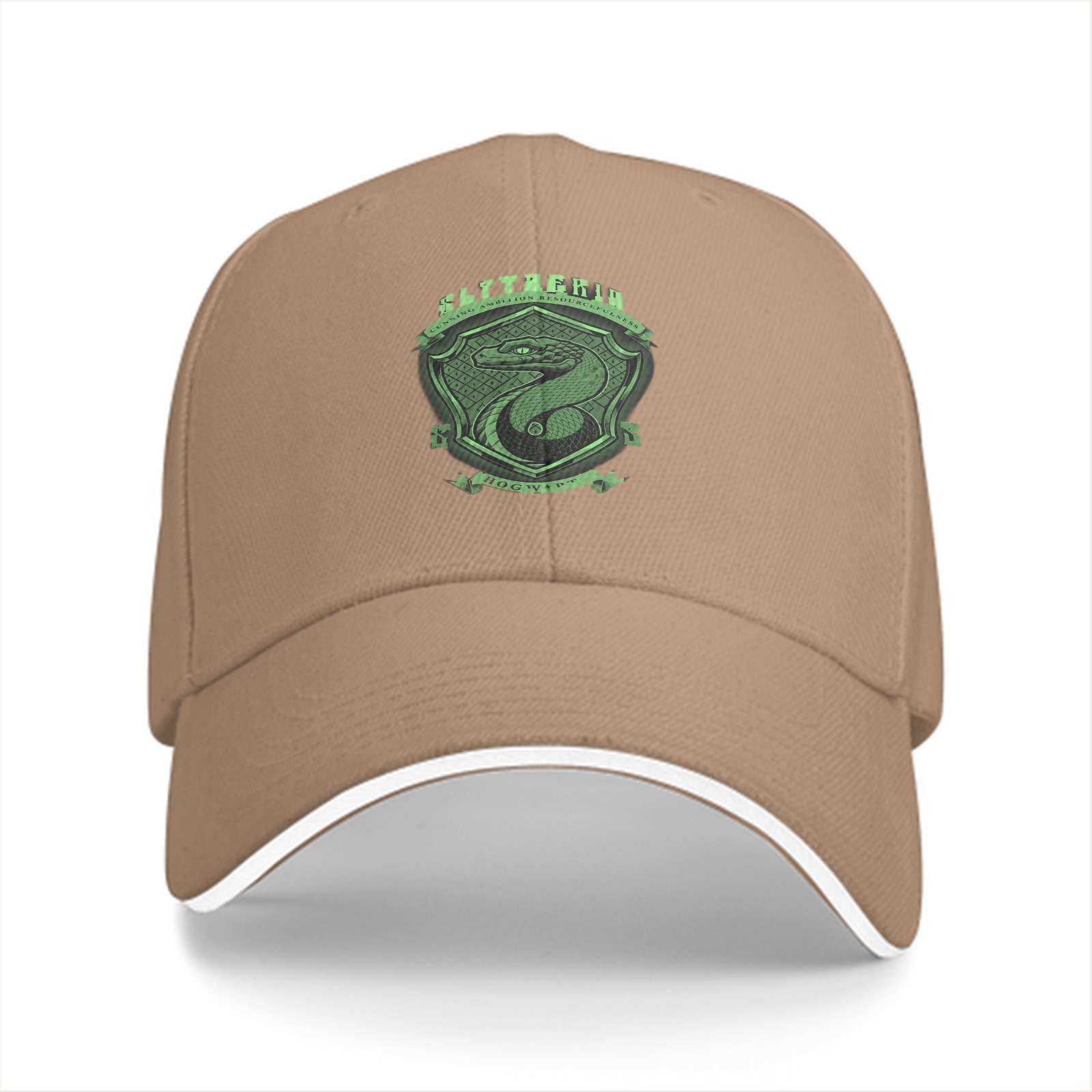 Black Baseball Cap With Slytherin House Crest Print