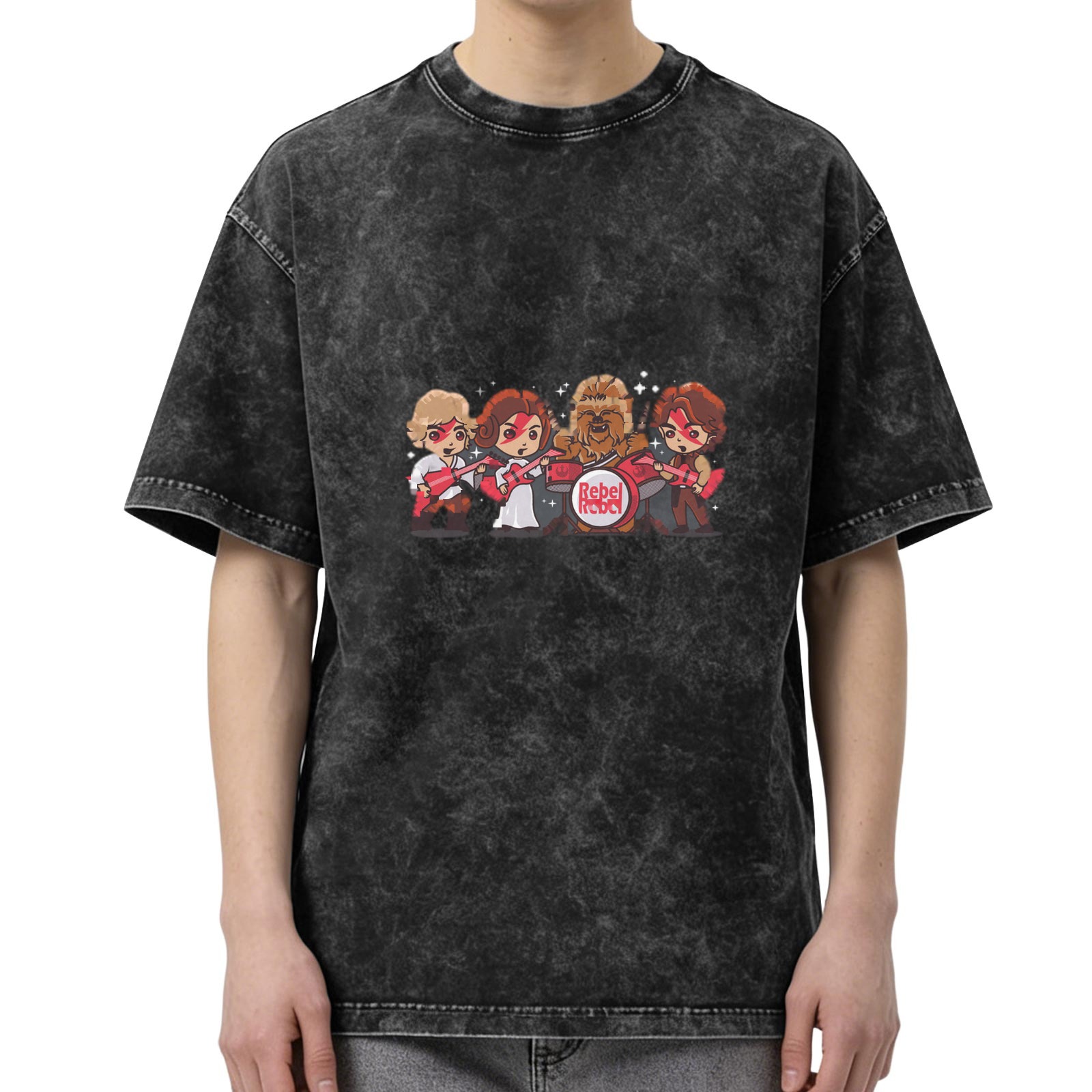 Star Wars Rebel Rebel Band Graphic Oversized Acid Wash T-Shirt
