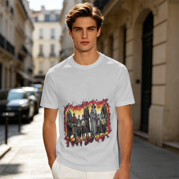 Olive Green T-Shirt With Fantasy Fellowship Group Graphic Print