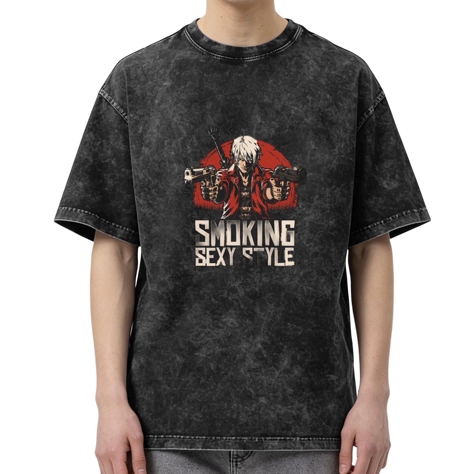 Devil May Cry Inspired Oversized Stonewashed Graphic T-Shirt