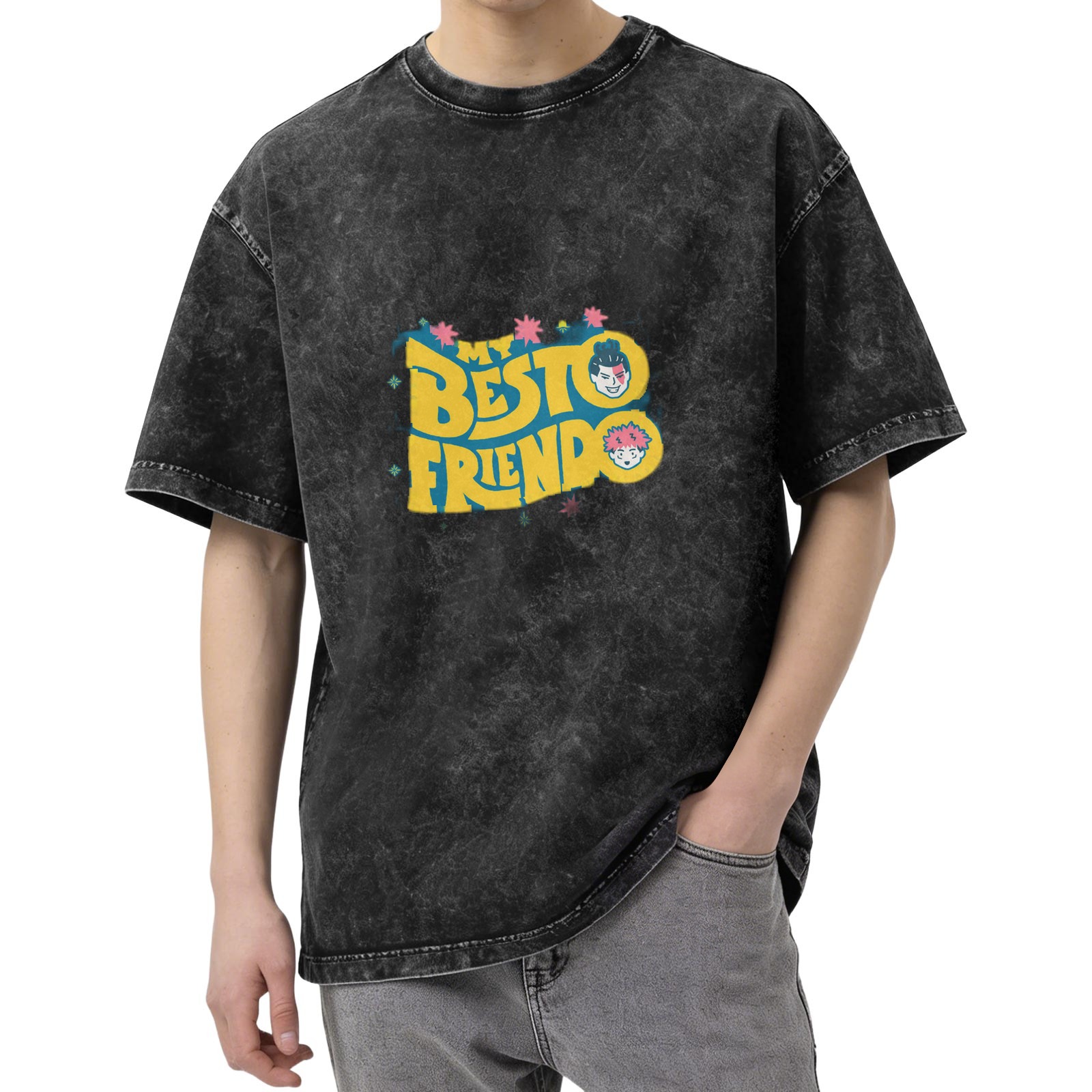 My Besto Friendo Jujutsu Kaisen Anime Graphic Acid Wash T-Shirt