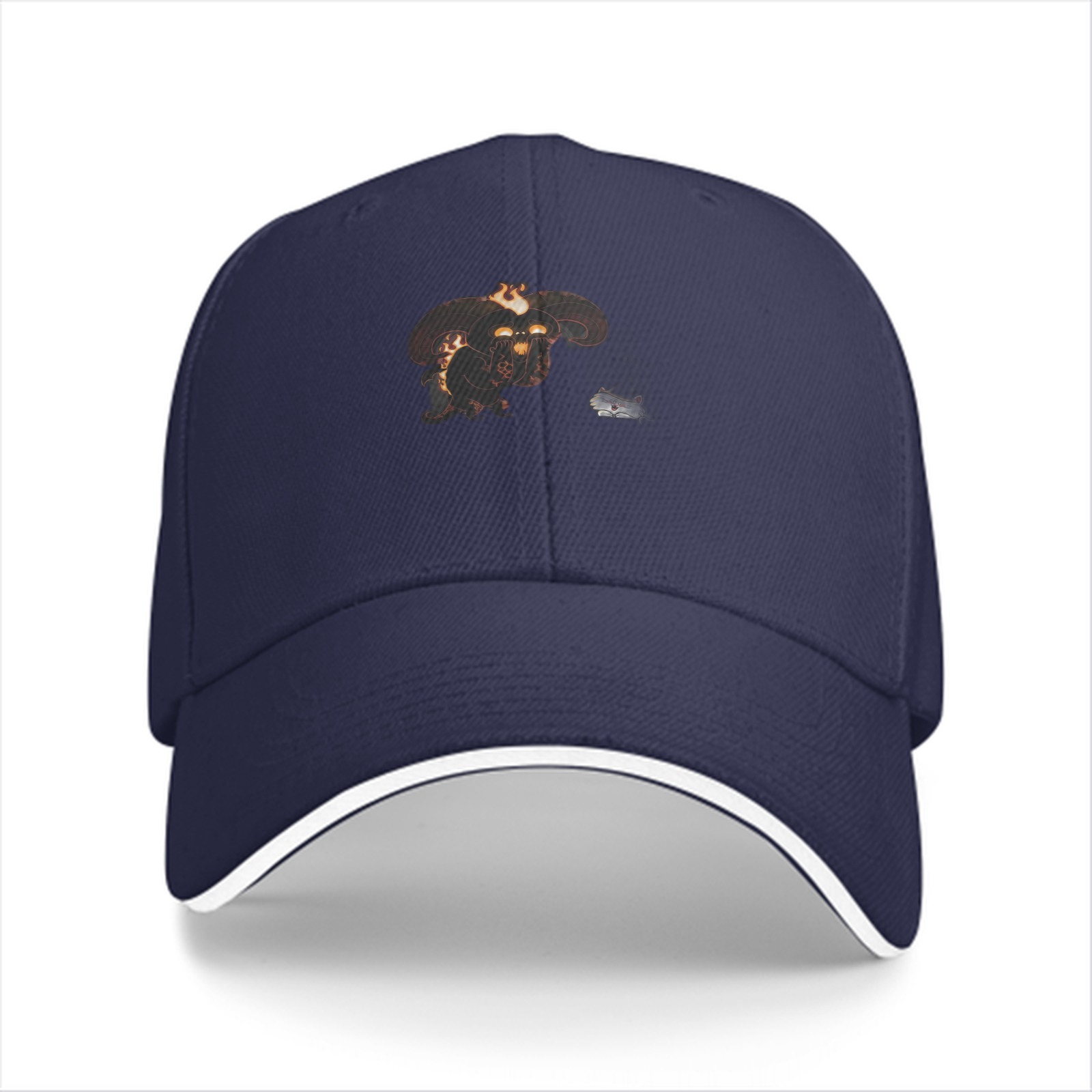 Black baseball cap with Balrog and small wolf graphic