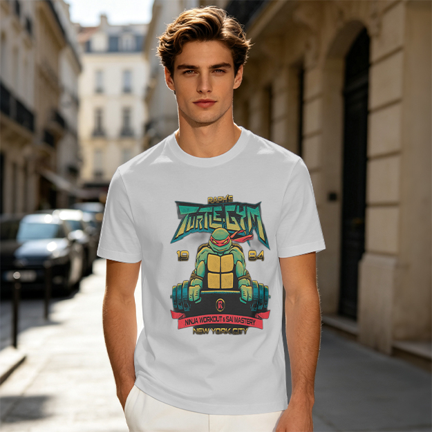Olive T-shirt with Teenage Mutant Ninja Turtle Gym Print