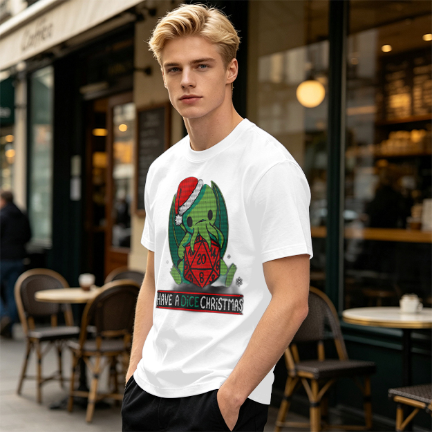 Have a Dice Christmas Cute Cthulhu Santa T-Shirt
