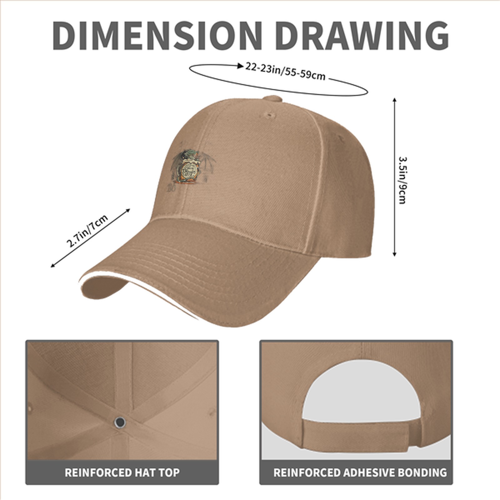 Black Baseball Cap With Dragon Beer Graphic Print