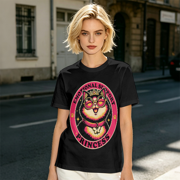 Emotional Support Princess Cat Graphic T-Shirt