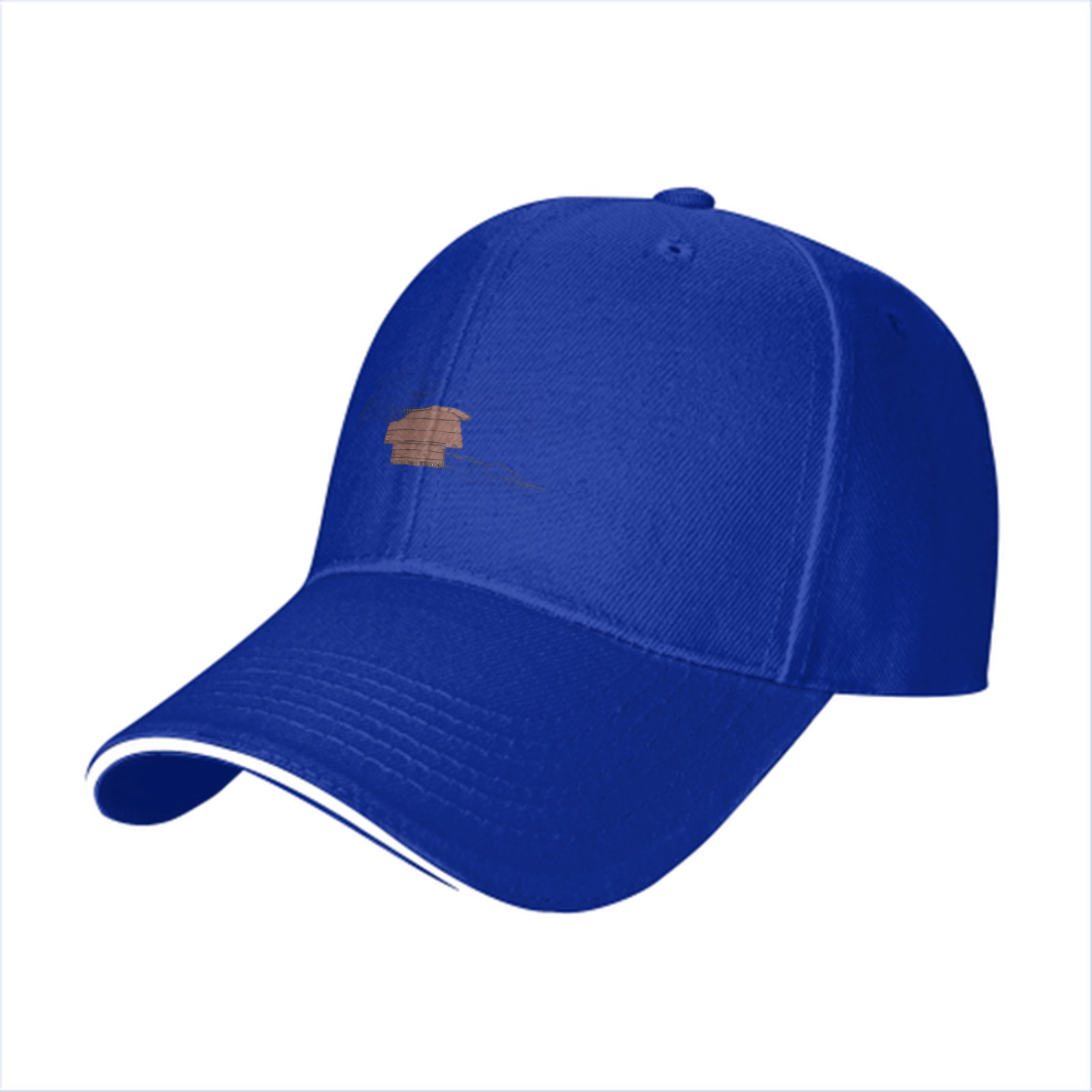 Black Baseball Cap With Small Red House Graphic Design