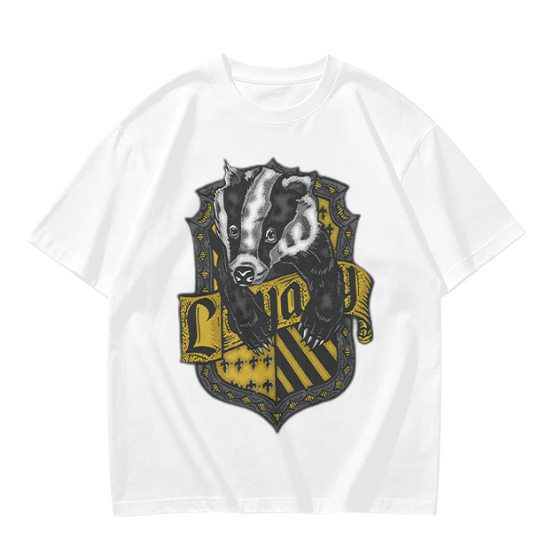 Olive T-Shirt With Hufflepuff Badger Crest Graphic