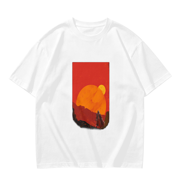 Olive T-Shirt with Desert Sunset Silhouette Graphic