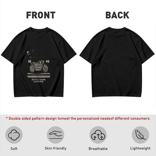 Olive Motorcycle Graphic T-Shirt With 1949 Checkered Print