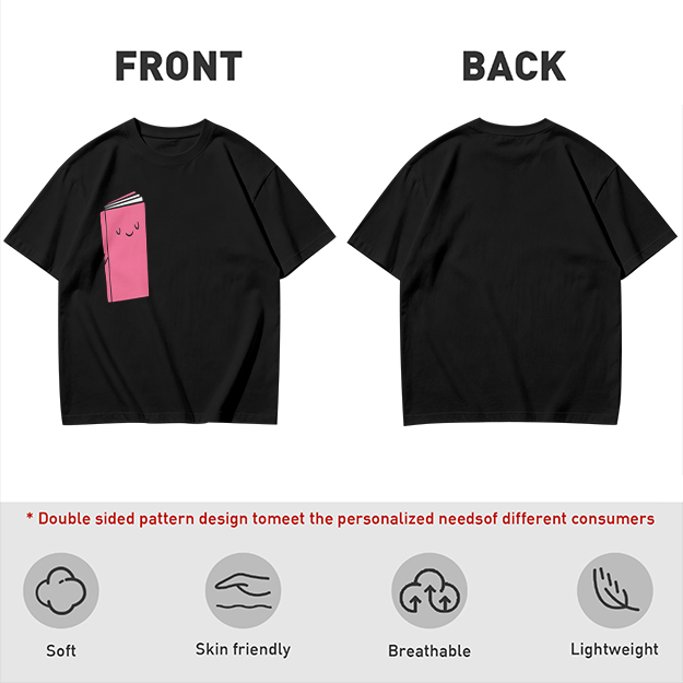 Olive Green T-Shirt With Cute Smiling Pink Book Graphic