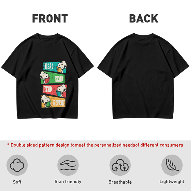 Olive T-Shirt with Snoopy Read Repeat Reading Graphic
