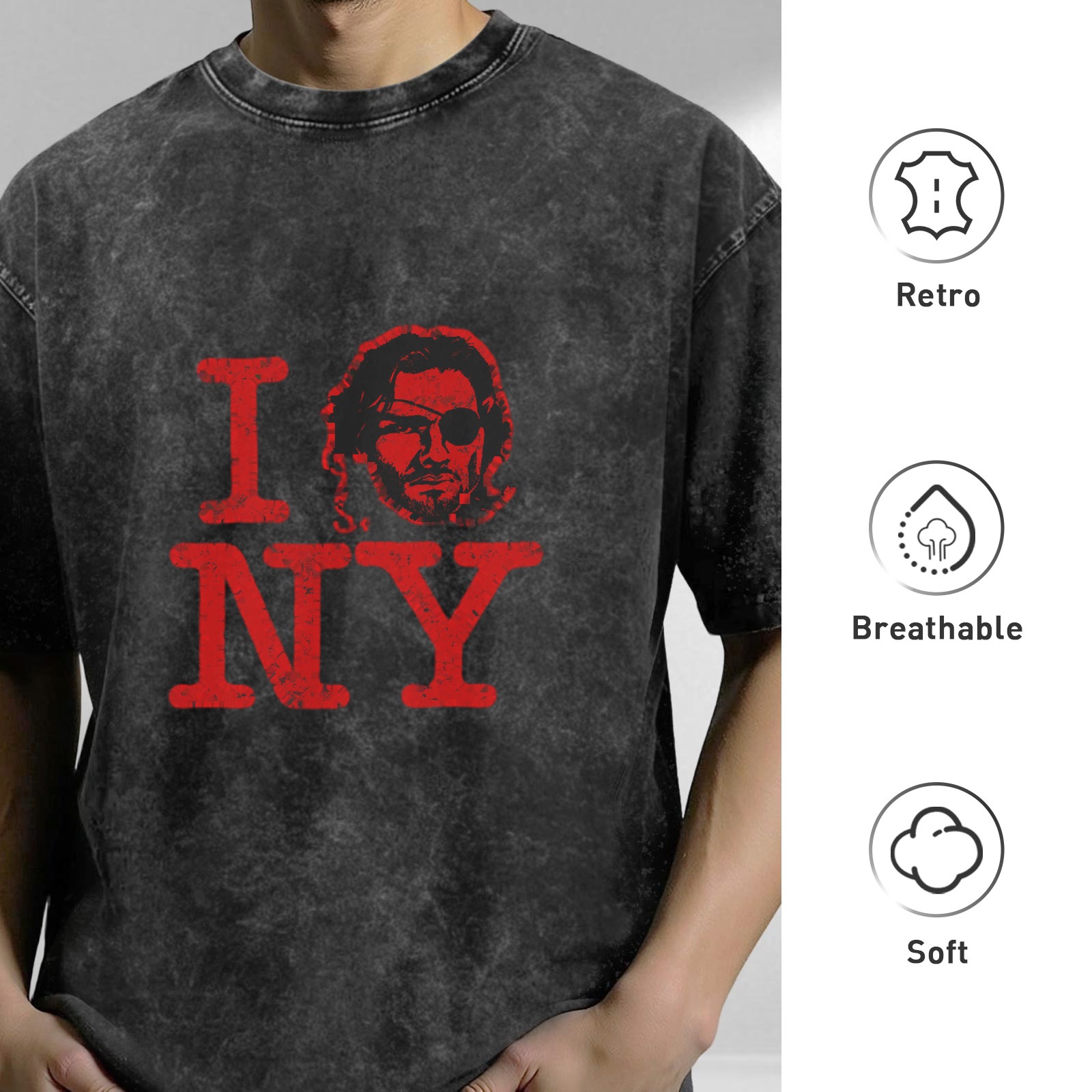 Vintage Wash 'I Heart NY' Snake Plissken Graphic T-Shirt
