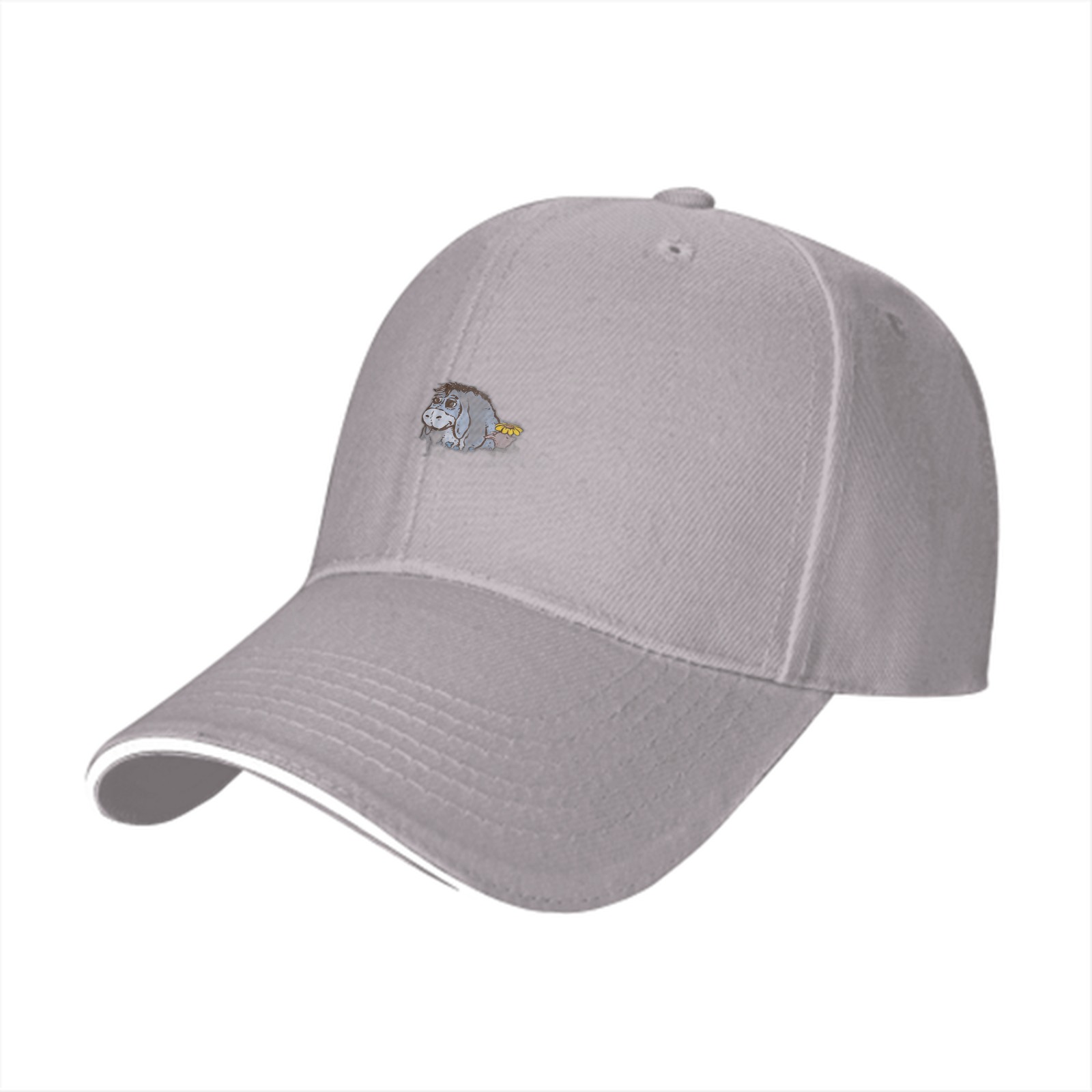 Black Baseball Cap With Small Eeyore Donkey Embroidery