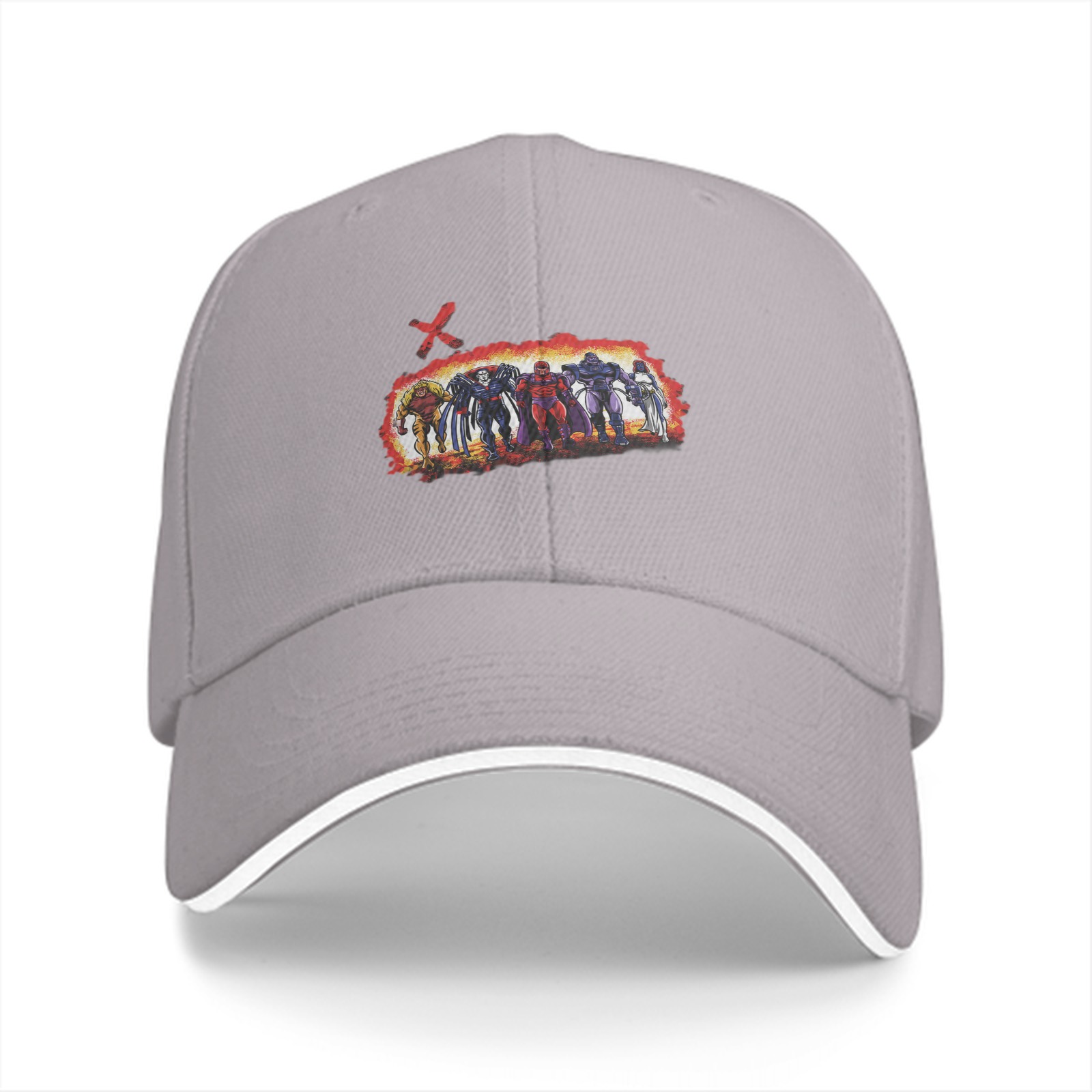 Black baseball cap with X-Men villain group graphic print