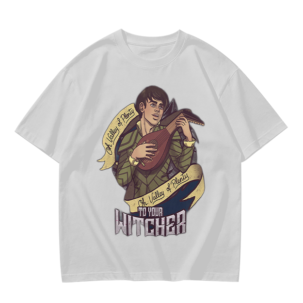Witcher Inspired T-Shirt With Bard Playing Lute Graphic