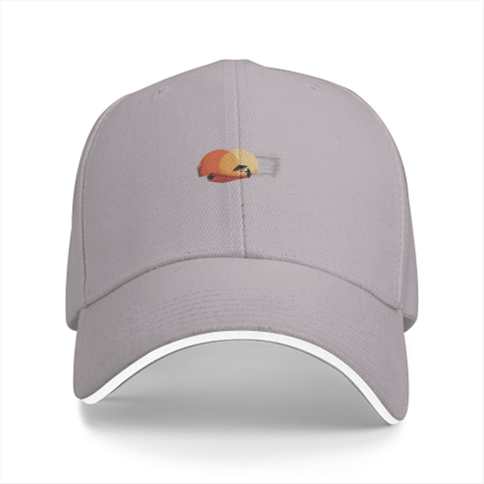 Black Baseball Cap with Sunset Beach Palm Tree Graphic