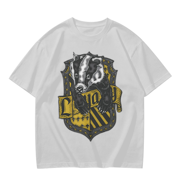 Olive T-Shirt With Hufflepuff Badger Crest Graphic