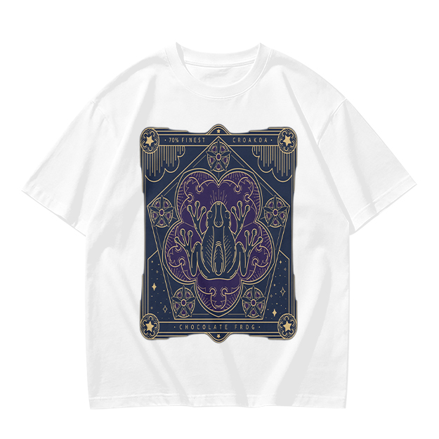 Olive T-Shirt with Mystical Frog Tarot-Style Graphic Print