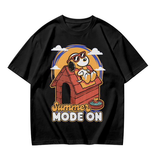 Olive t-shirt with Snoopy summer mode on graphic design