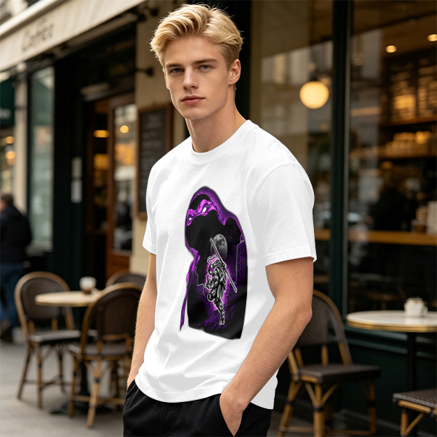 Olive T-Shirt With Purple Ninja Turtle Night Graphic Print