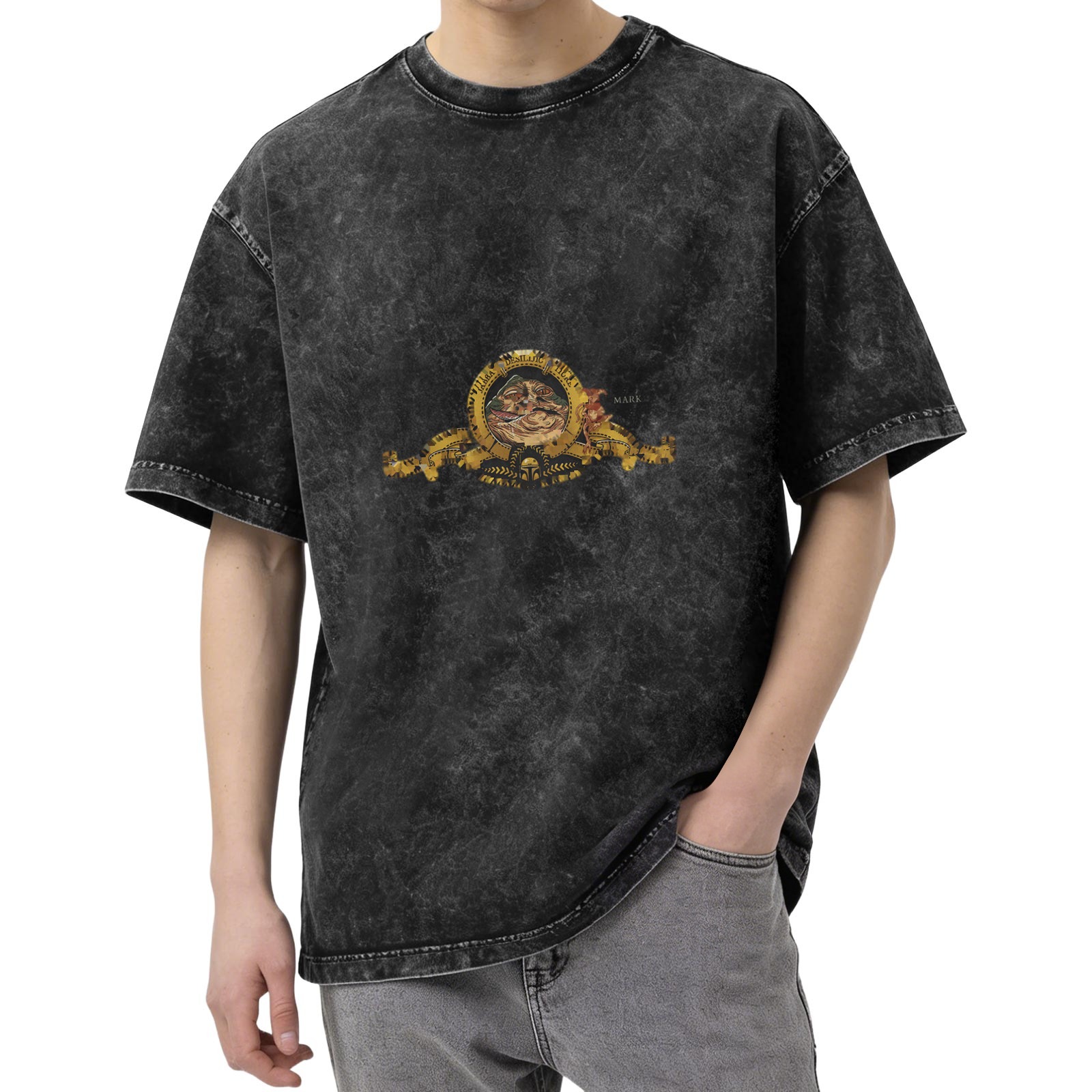 Washed Black Graphic Print Short Sleeve T-Shirt
