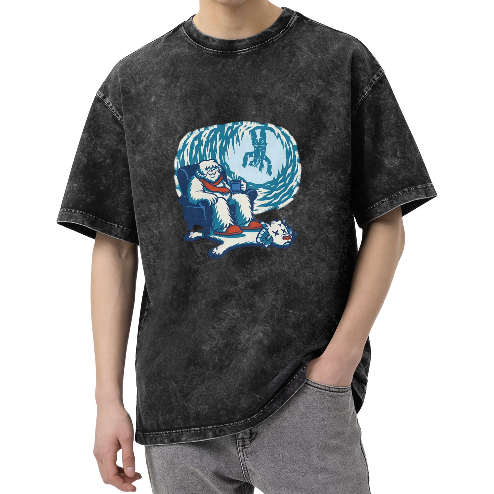Wampa Yeti Relaxing with Defeated Snowman Graphic T-Shirt