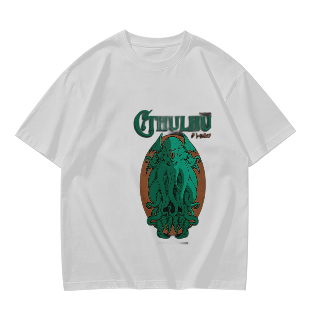Olive Green Cthulhu Graphic T-Shirt with Mythos Monster Art
