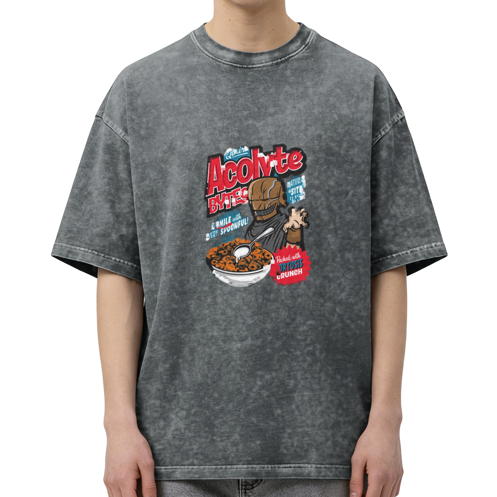 Acolyte Bytes Cereal Graphic Vintage Wash Black T-Shirt