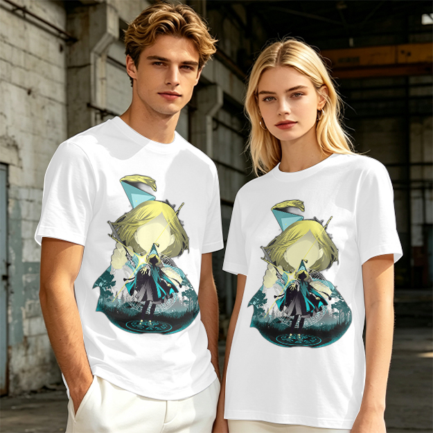 Olive T-Shirt With Chibi Wizard Anime Character Print