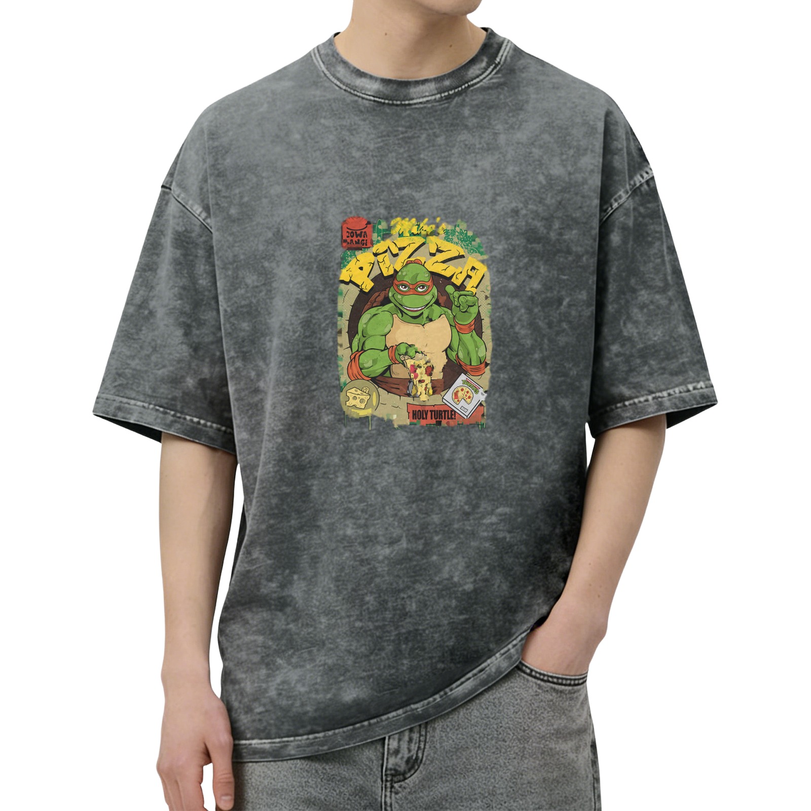 Vintage Wash Teenage Mutant Ninja Turtles Pizza Graphic T-Shirt