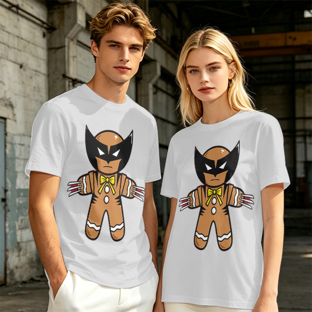 Olive T-Shirt With Gingerbread Wolverine Superhero Print