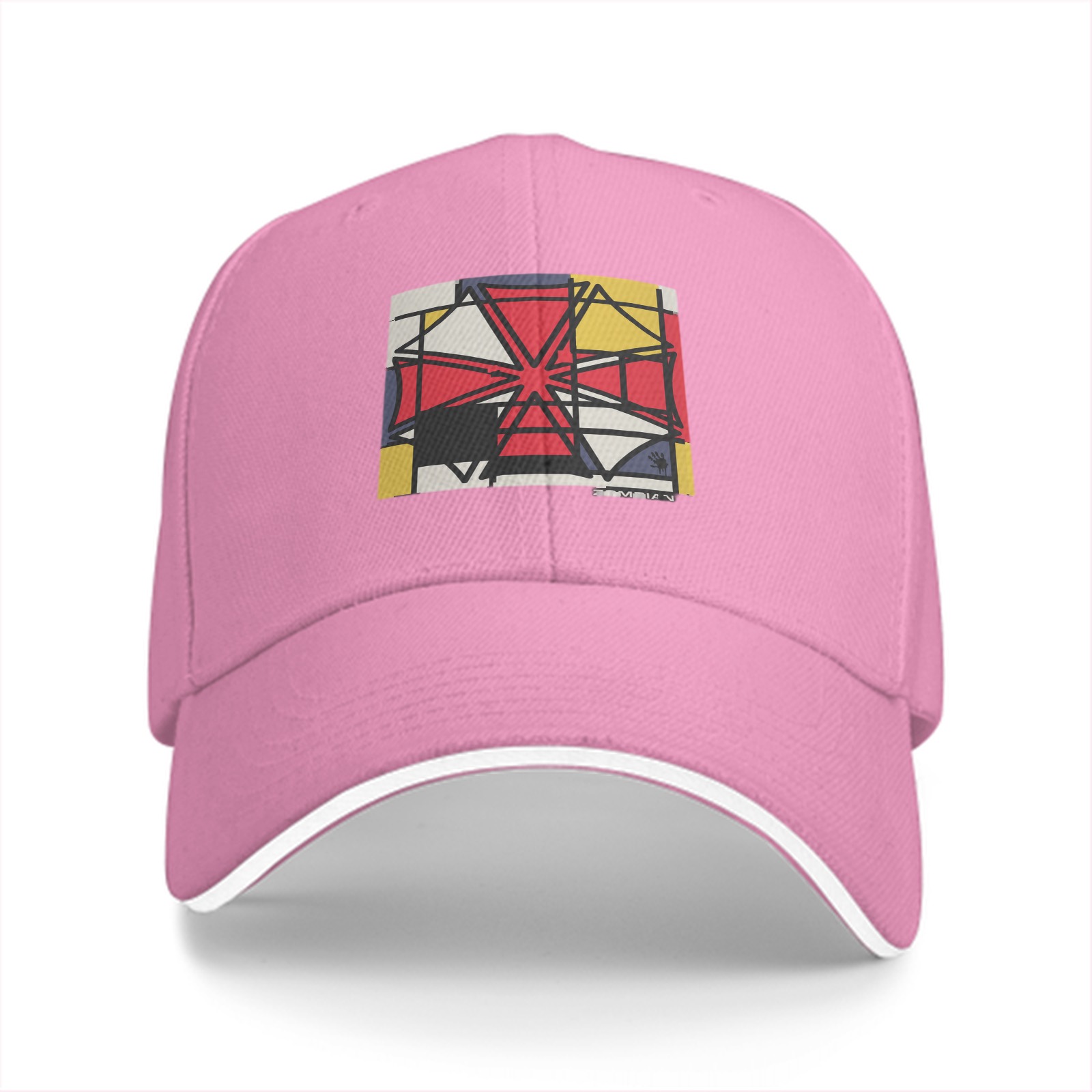 Black Baseball Cap With Abstract Geometric Art Print
