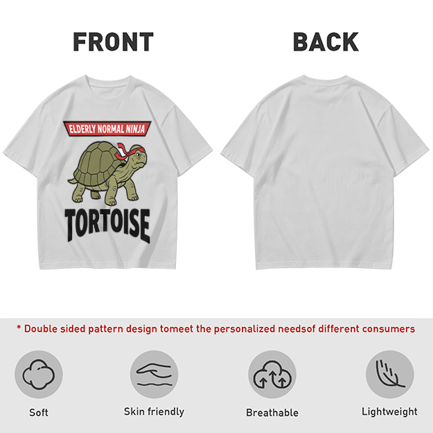 Elderly Normal Ninja Tortoise Graphic Olive T-Shirt