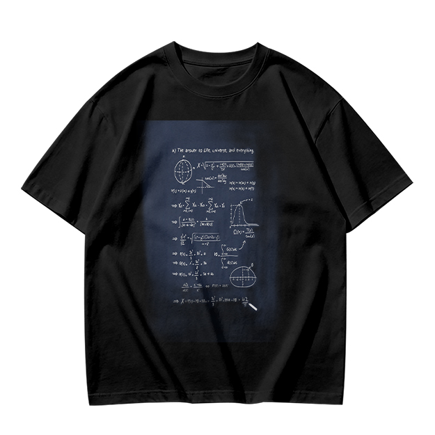 Olive Green T-Shirt with Science Math Formulas Print