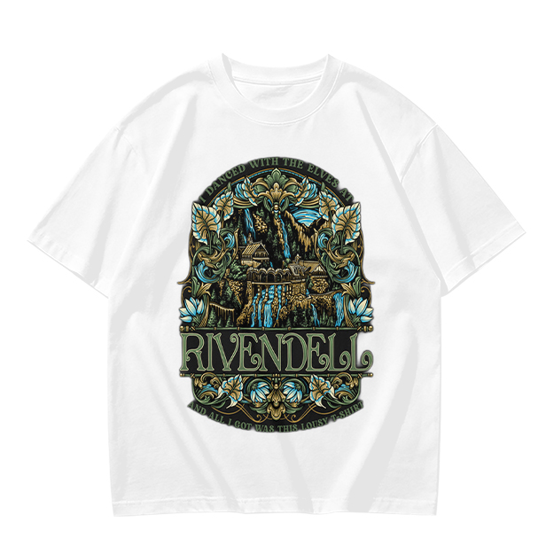 Olive Green Rivendell Themed Graphic T-Shirt