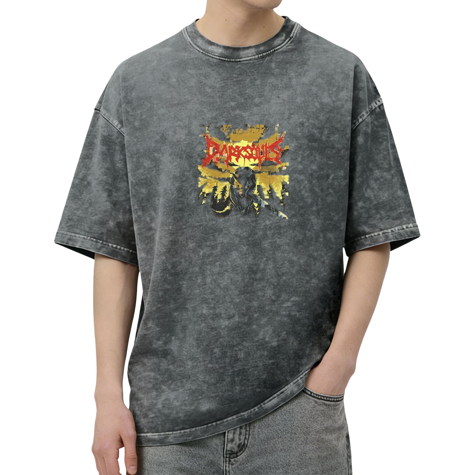 Dark Souls Acid Wash Graphic T-Shirt