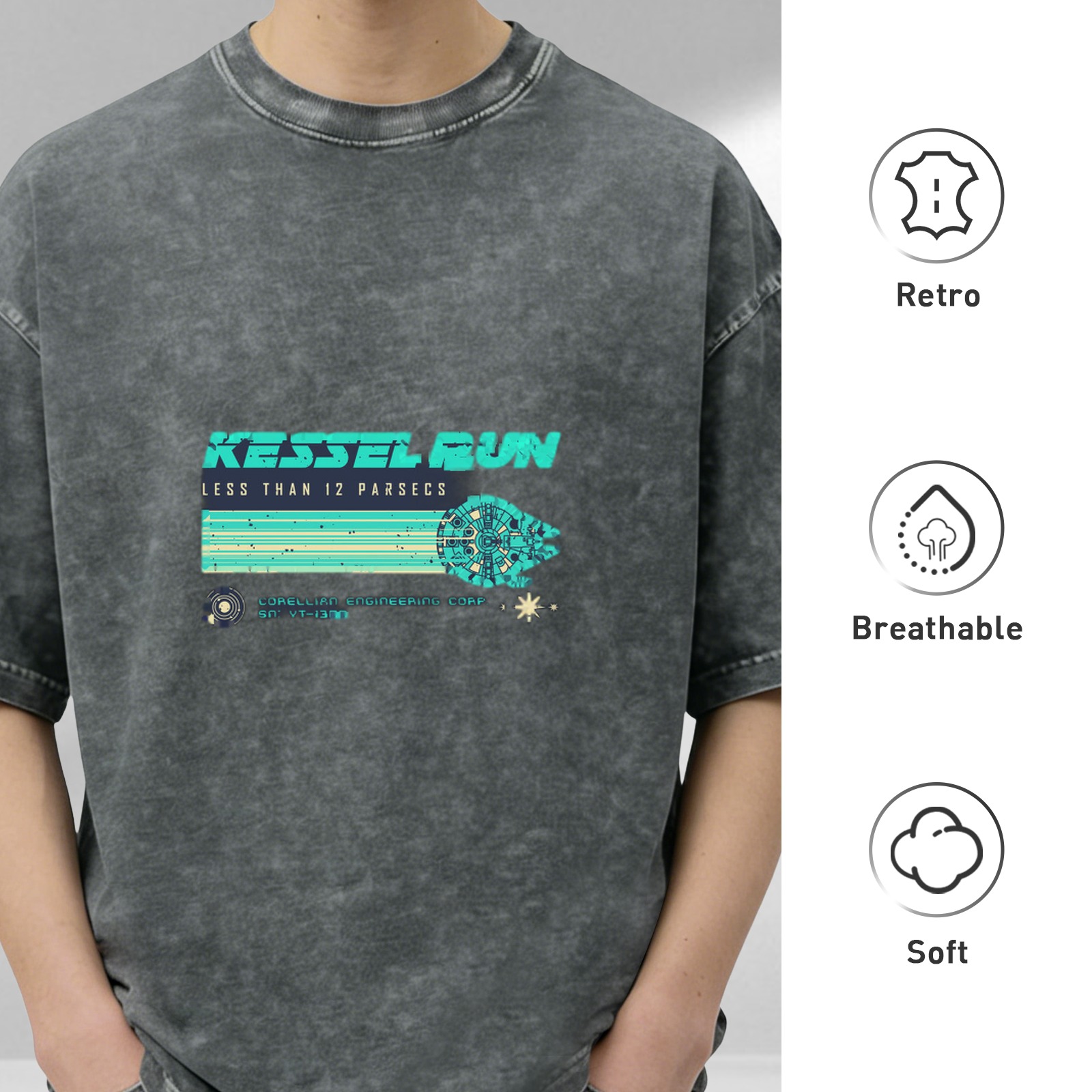 Star Wars Kessel Run Vintage Wash Graphic T-Shirt