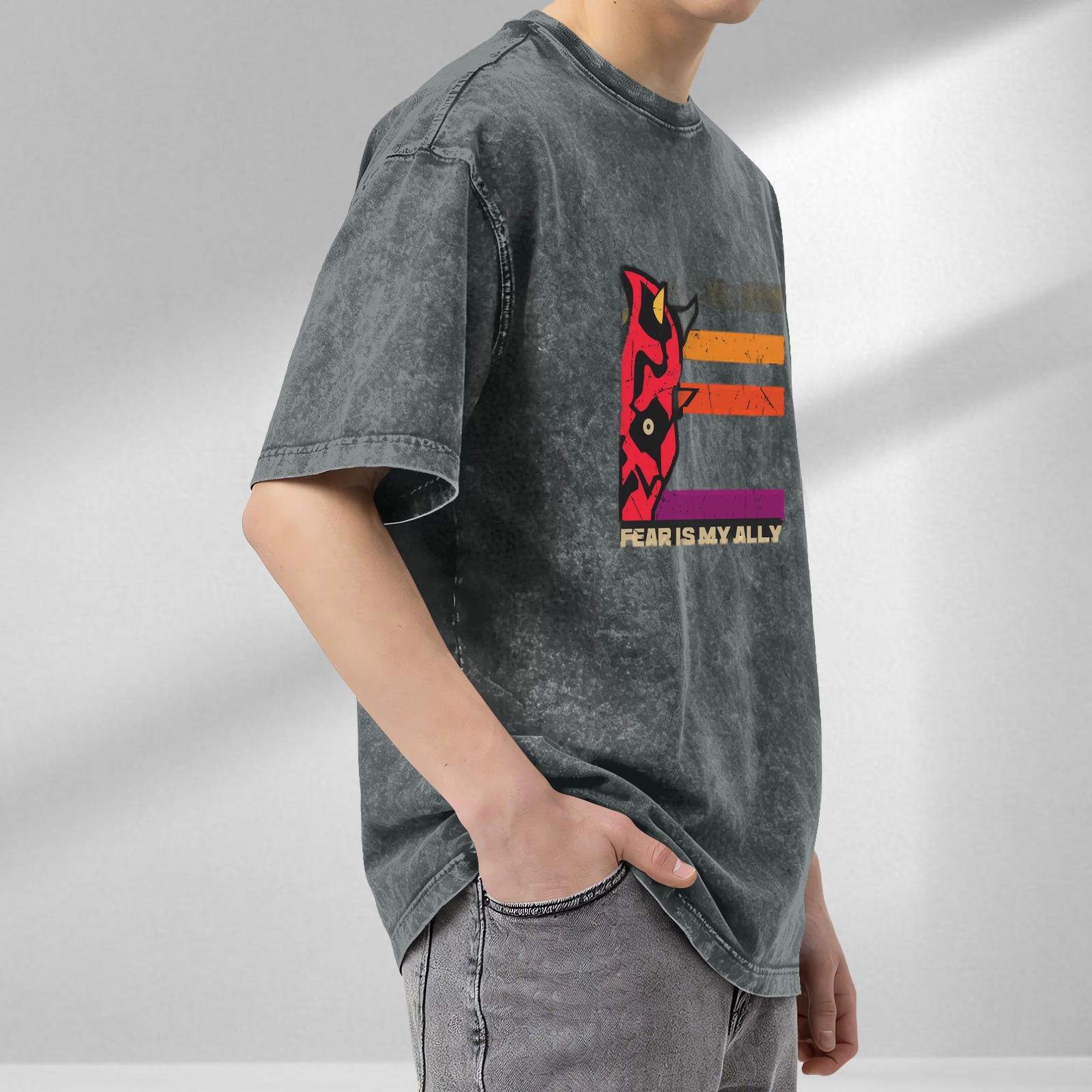 Fear Is My Ally Dark Washed Graphic T-Shirt