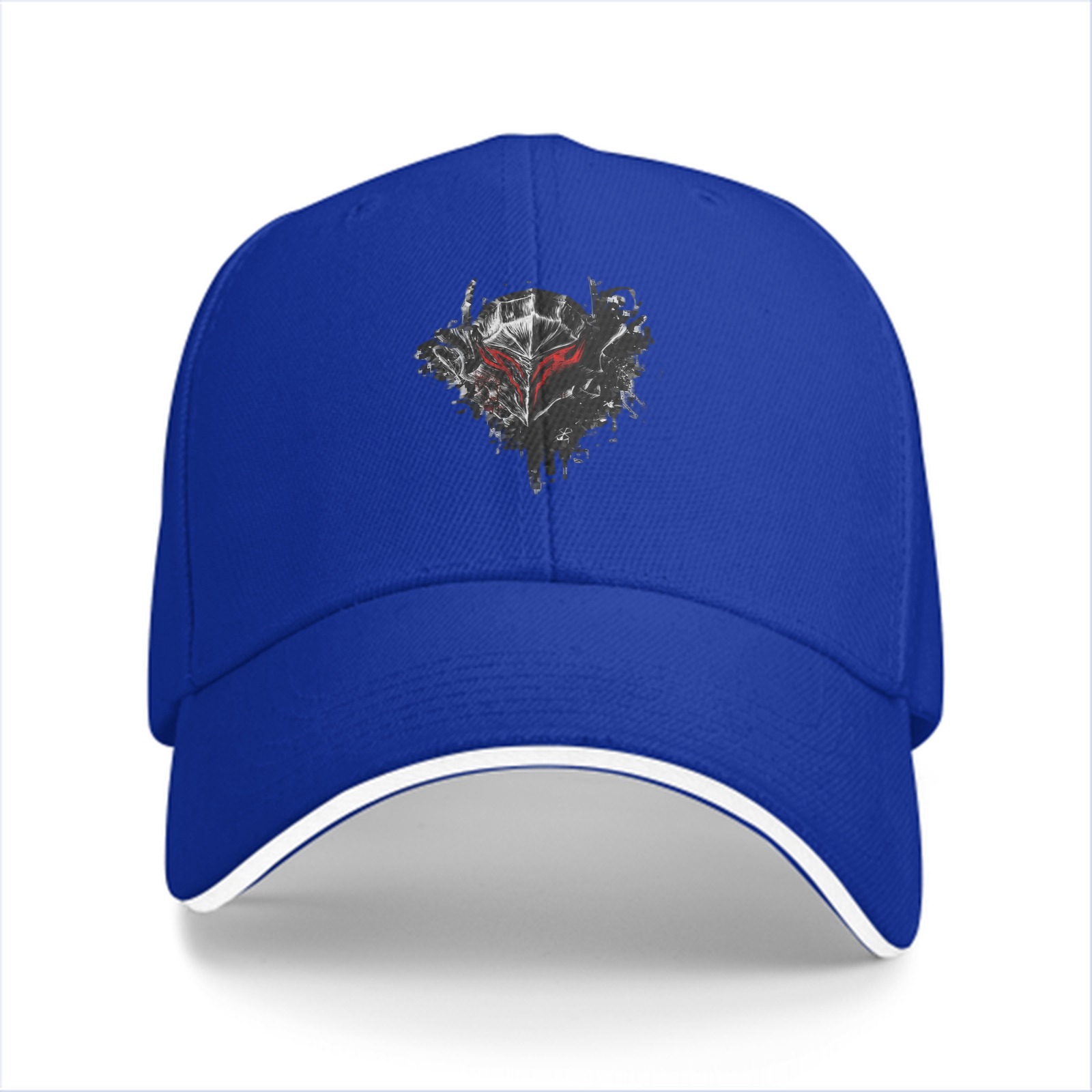 Black Baseball Cap With Dark Fantasy Helmet Graphic