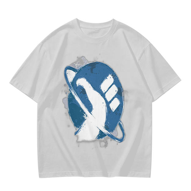 Olive Green T-Shirt with Saturn Fist Graphic Print
