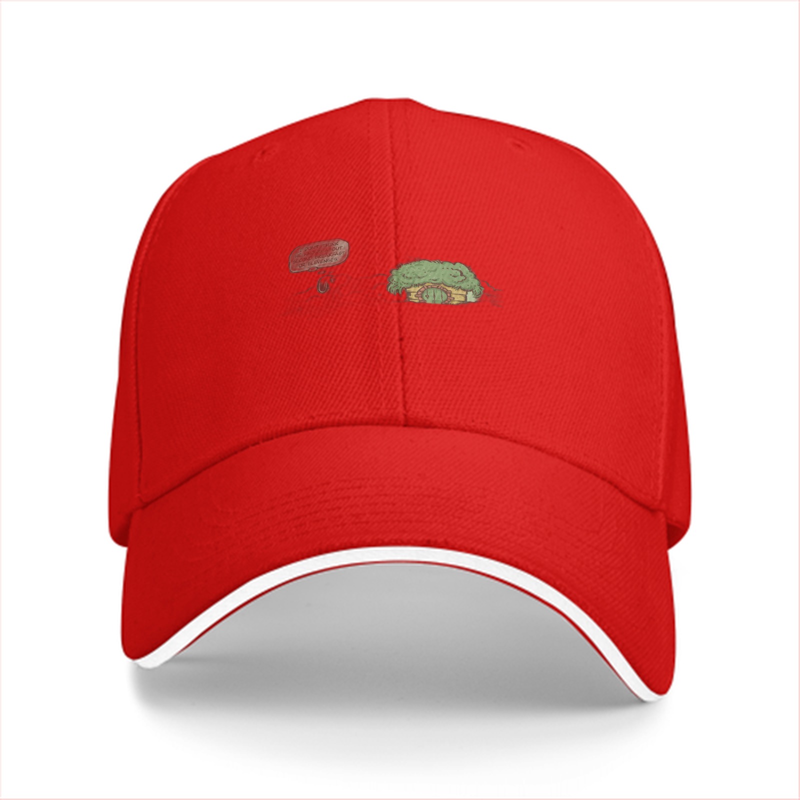 Black Baseball Cap with Small Whimsical House Print
